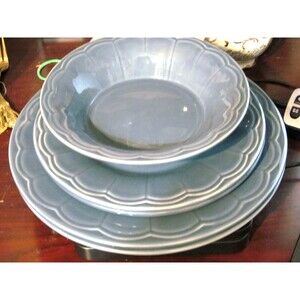 Euro Ceramica Naperon Dinner Plates, Salad Plates, Bowl 5 Piece lot